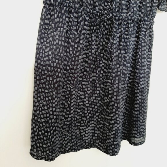HILARY RADLEY Utility Sleeve Drop Waist Dress Navy Blue Tribal Geo Print Sz S - Picture 9 of 16